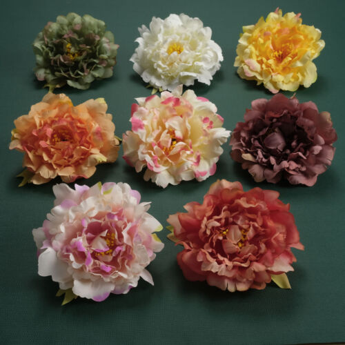 3/120 pezzi testa di fiori di seta artificiale peonia finta 7 colori per decorazione topper torta - Foto 1 di 27