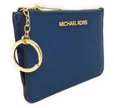 Michael Kors Jet Set Small Top Zip ID Leather Coin Pouch DK Chambray: $118 MSRP!