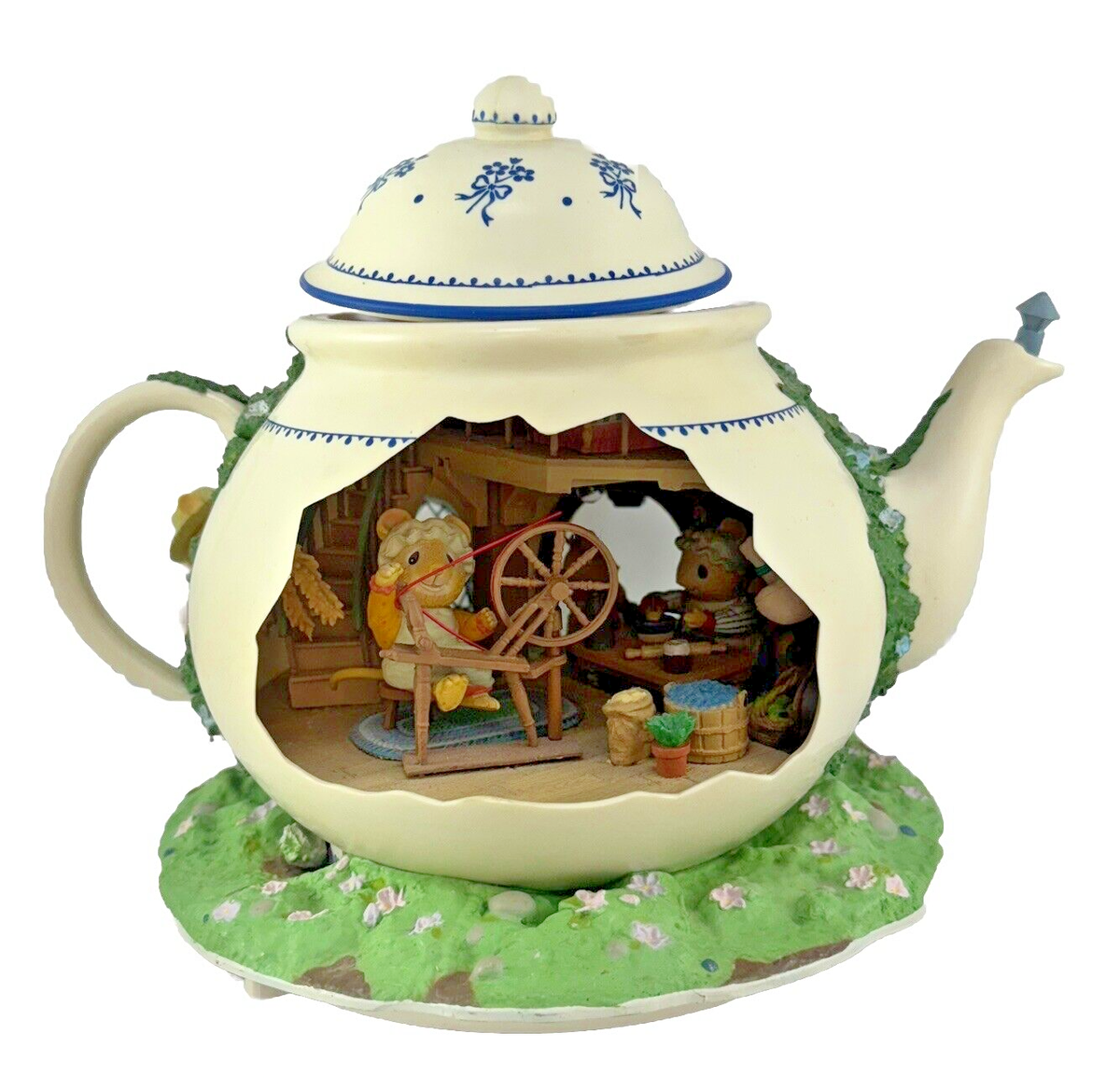 Enesco Teapot Bungalow Lighted Moving Music Box 