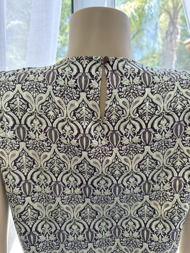 Antonio Melani Sleeveless Silk Shift Dress Size 14 Boho Paisley Floral Green - Picture 5 of 11