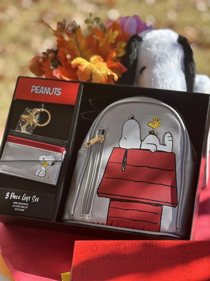 Peanuts SNOOPY Mochila Cartera 3 piezas Set de Regalo Mochila Llavero Cartera NUEVO