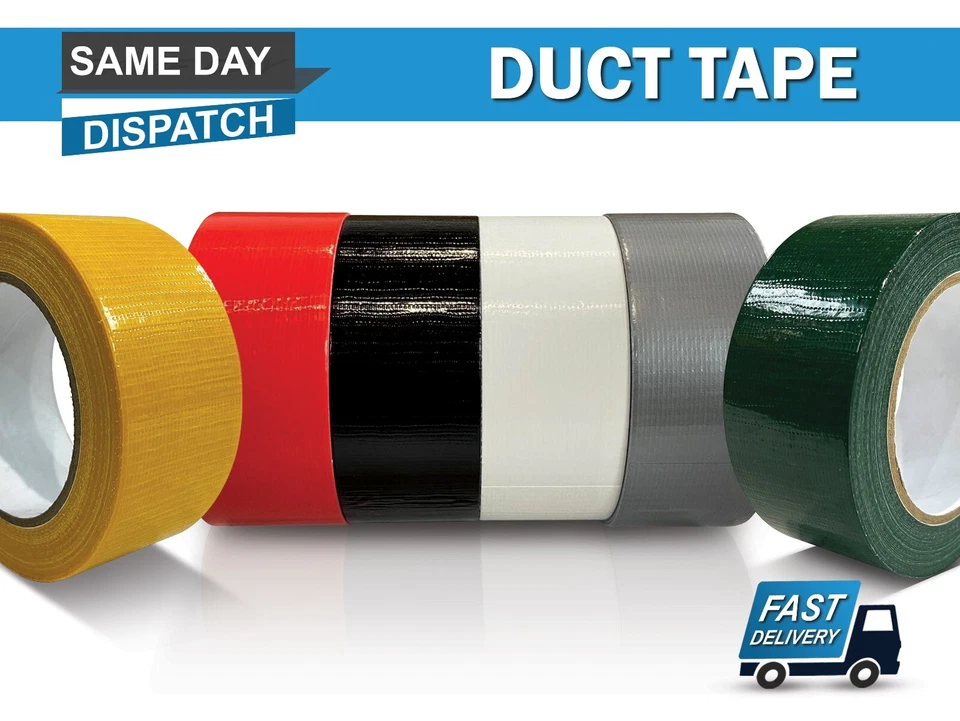 Duct Gaffer Tape Premium Heavy Duty Waterproof Cloth Gaffa Duck Black Silver 50m