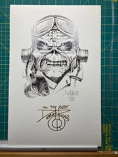 DEREK RIGGS 11"x17" Autographed "Aces High" Eddie Print. Iron Maiden