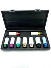 ASCOT 9 PIECE SET 1/2" DRIVE EXTRA THIN WALL SAE & METRIC WHEEL PROTECTOR SOCKET