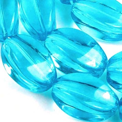 16x8mm Aqua Blue Crystal Glass Pressed Twist Barrel Beads 16''