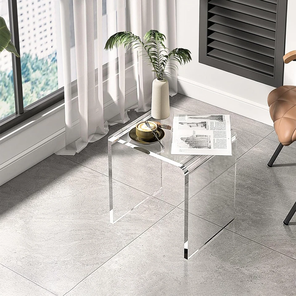 Premium Acrylic Side Table, 16" L x 12" W x 18" H x 3/4'' Thick Clear Modern - Image 3 of 4