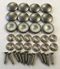 12 Dura Snap Upholstery Buttons Metallic Pewter Choice Of Size And Screws