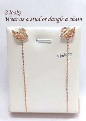 Swarovski Dazzling Swan Earrings 2Looks Pink Crystal ROS