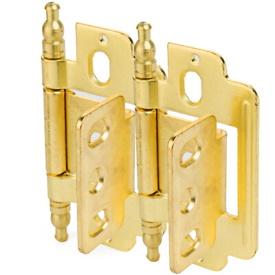 *5 Pack* Cosmas 14280-BB Brushed Brass 3/4'' Full Inset Cabinet Hinge (Pair)