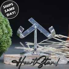 Silver Metal Crystal Heart Stand Gemstone Display Base for Collectibles