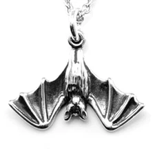 Hanging Bat Charm Pendant Necklace-925 Sterling Silver #C66