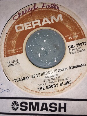 The Moody Blues on Deram Records Tuesday Afternoon / Another Morning 45 RPM 0040