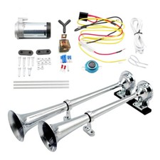 12V LKW Hupe Luft Horn 600DB Super Laut Doppelrohr Lufthorn Elektrische KFZ Auto