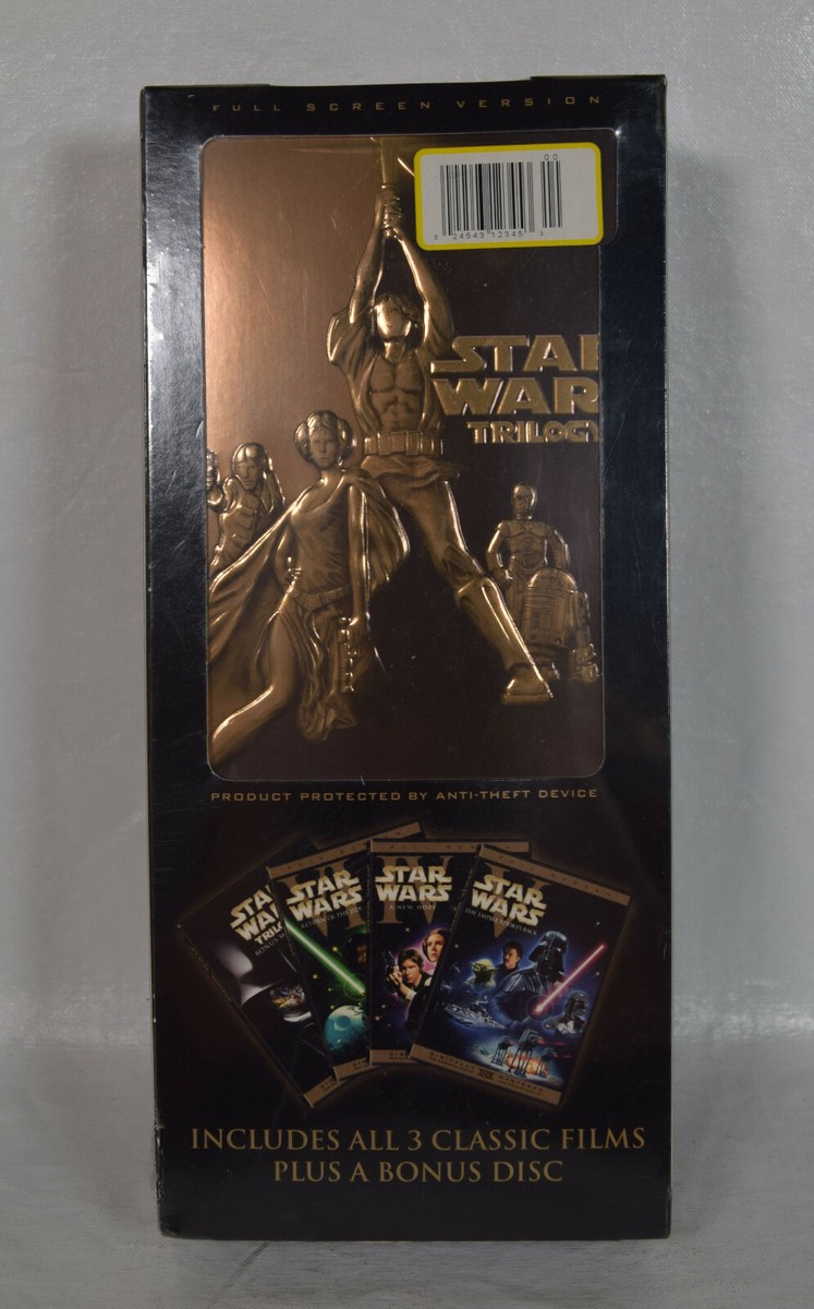Star Wars Trilogy Sealed 4 Disc DVD Box Set Costco Sticker & Hype