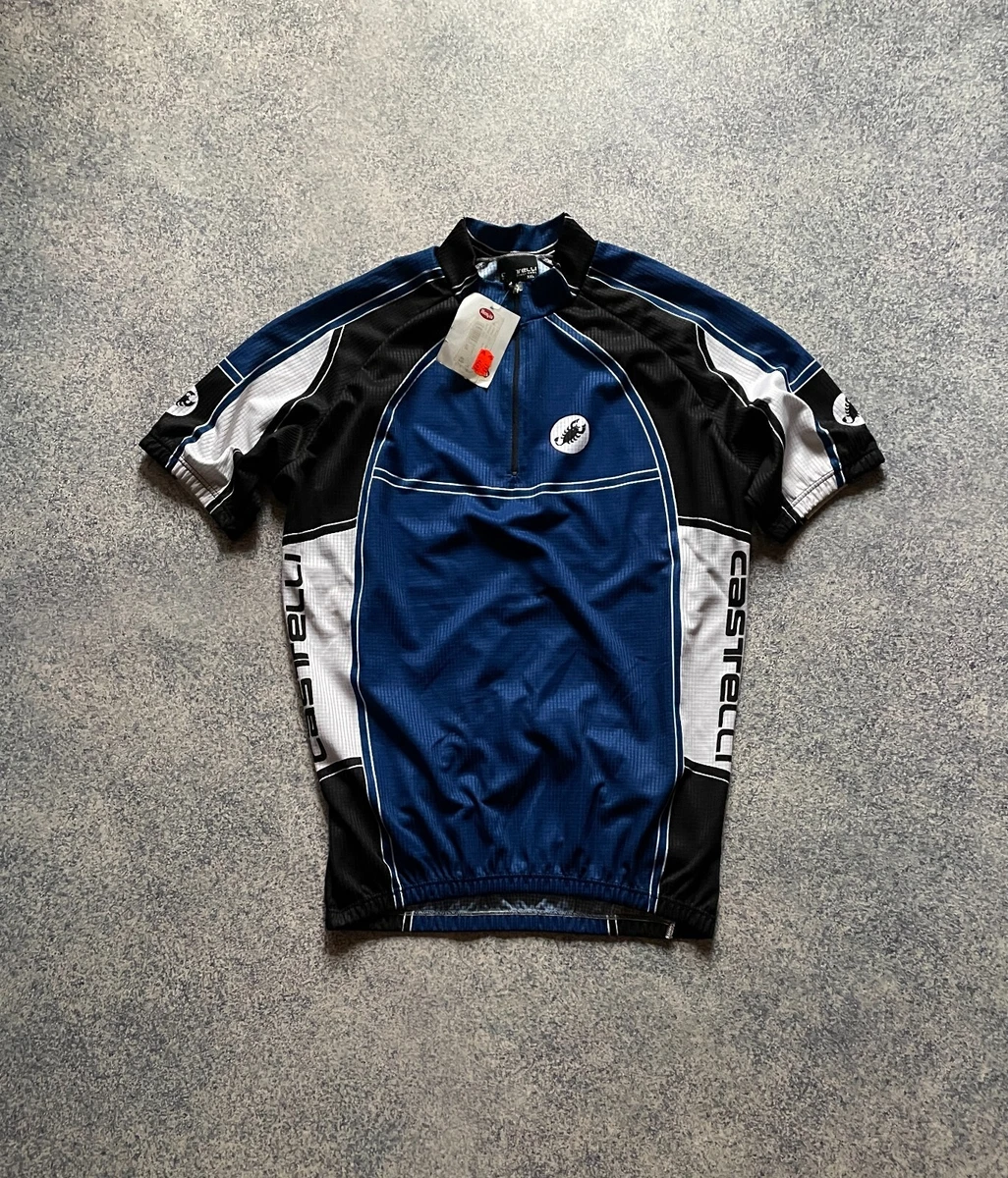 Maillot Cycliste Homme Castelli – Bleu – Manches Courtes – Demi-zip – Poches Arrière – Taille L