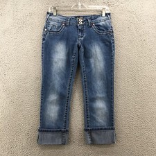 Angels Capri Jeans Youth 9 actual 30x23 Blue Denim Low Rise Zip Fly Cuffed
