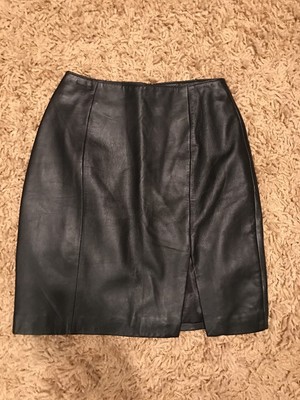 Best Price for Ladies Size 4 Casual Corner Black Buttery Soft Leather Skirt Lined Zipper Slit