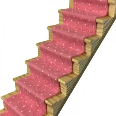MELODY JANE Puppenhaus Rose Rosa Gepunktet Treppe Teppich Läufer Selbstklebend Bodenbelag 1:12