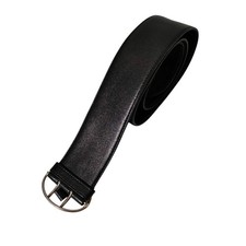 Prada Circle Double Pin Buckle Leather Belt Women Black One Size