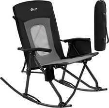 Oversized Folding Rocking Camping Chair Portable 400 lbs Black