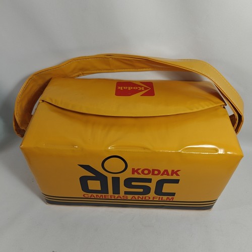 1980er Kodak Disc Kamera & Film Tragetasche gelb isolierte Kühlbox mit Tragehan - Bild 5 von 8