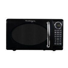 Retro 700-Watt 0.7 Cu Ft Black Glass Door Countertop Compact Small Microwave