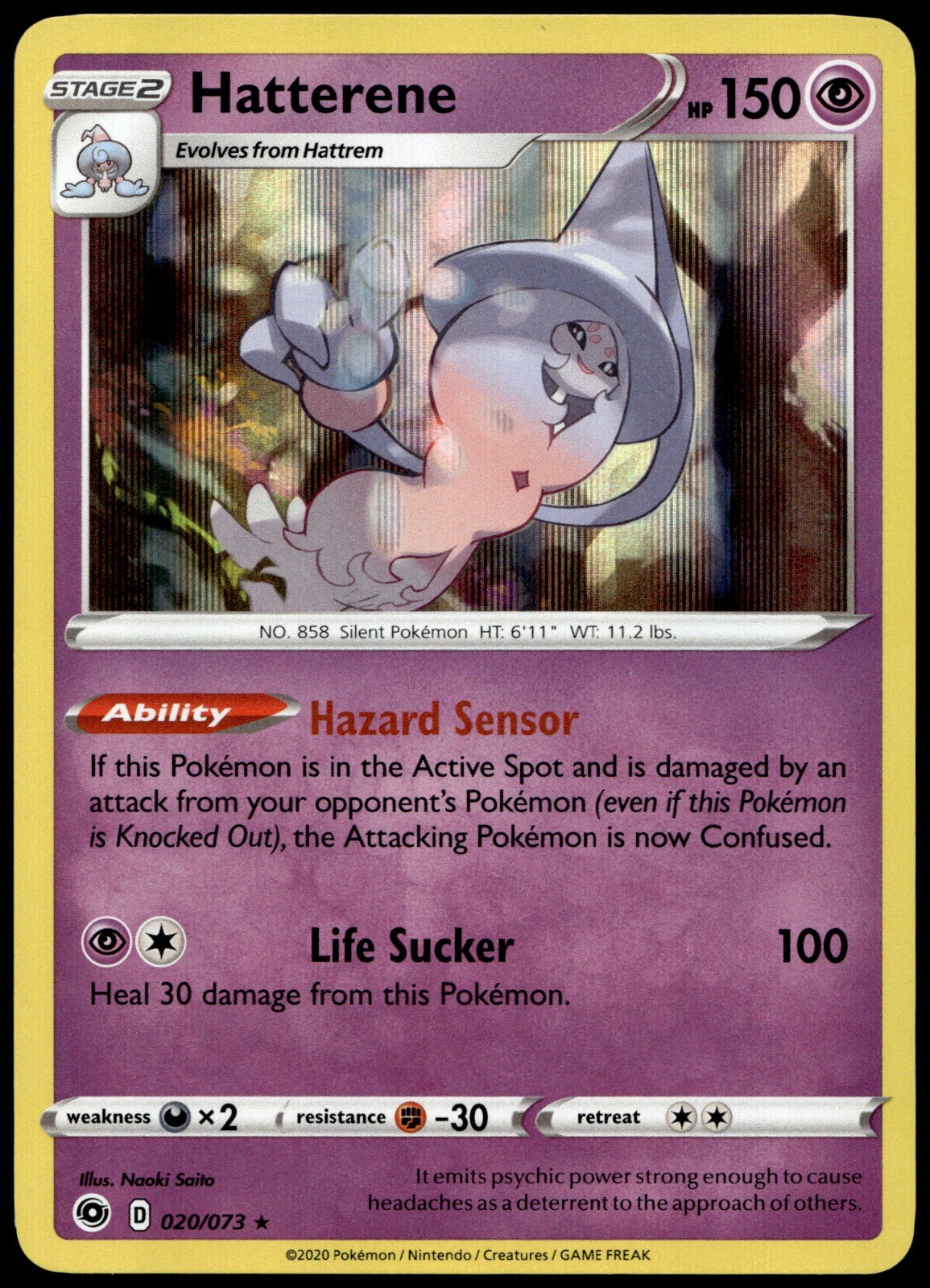 Hatterene Holo Holo Rare Champion's Path 20/73 NM