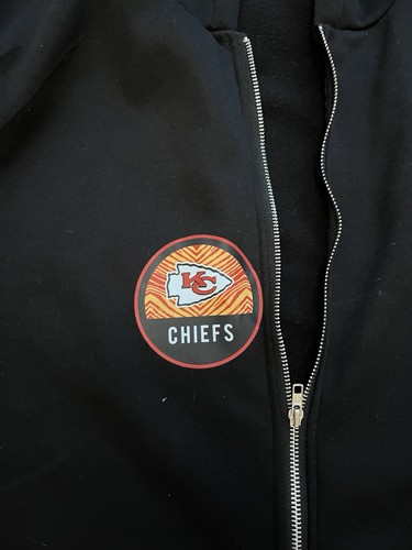 Kansas City Chiefs Black Hooded Hoodie Full Zip XXL Pool Cover Up - Picture 4 of 6