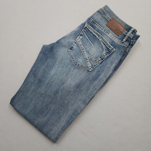 BKE Buckle Jeans Herren 34x34 Blau Jake Bootcut Distressed Schnurrhaare Denim Hose