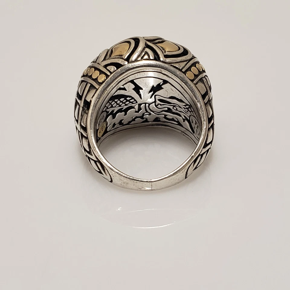 Anillo John Hardy Plata Esterlina Oro Amarillo 18k Escala Naga Cúpula Talla 6 Foto 2 de 4