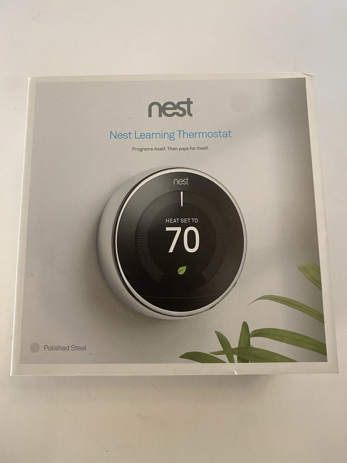 Nest Learning Thermostat T3019US Polish Steel Wi-Fi Programmable Dial Display