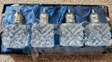 Vintage TOSCANY Collection  4 Crystal Salt Pepper Shakers SILVER  2"T