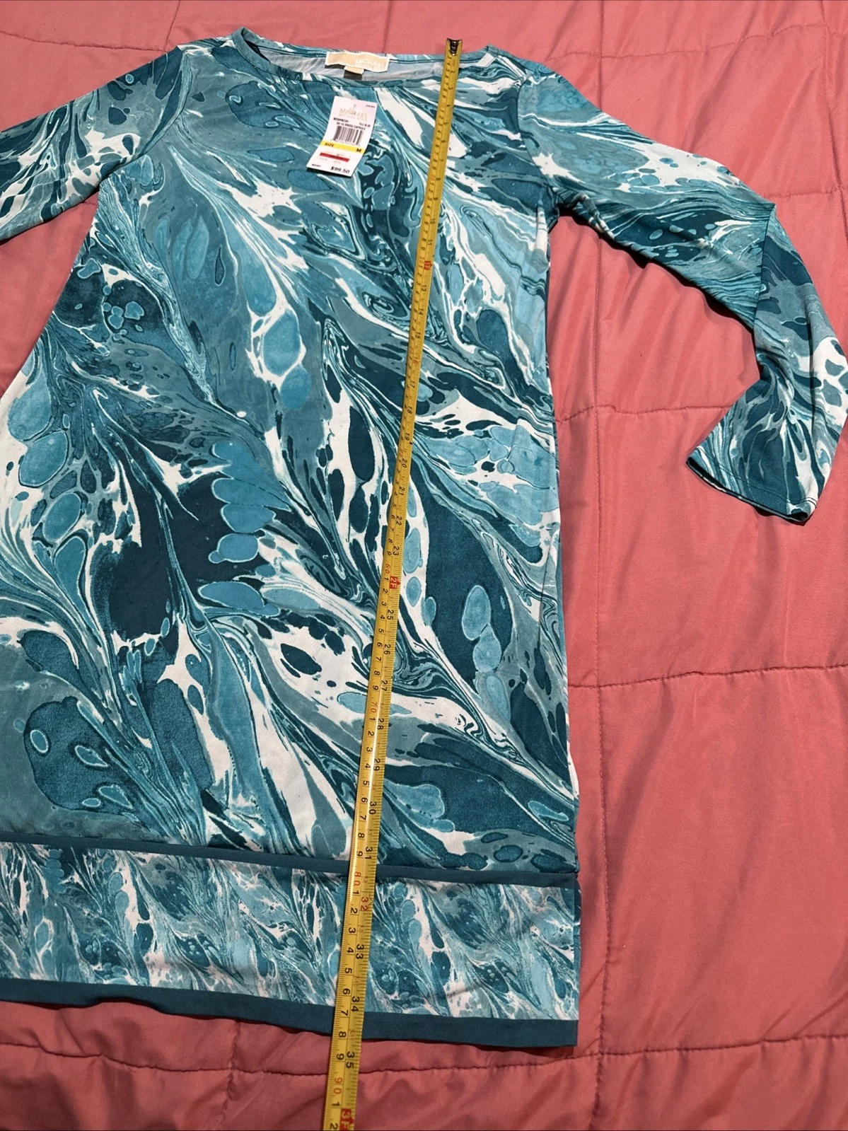 Abito donna blu Michael Kors scollo barca manica lunga ginocchio taglia M