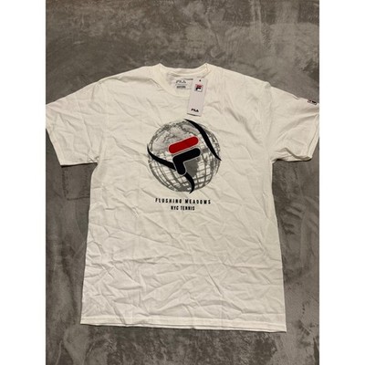Fila T-Shirt Mens Large White NYC Globe Flushing Meadows Tennis Graphic Tee