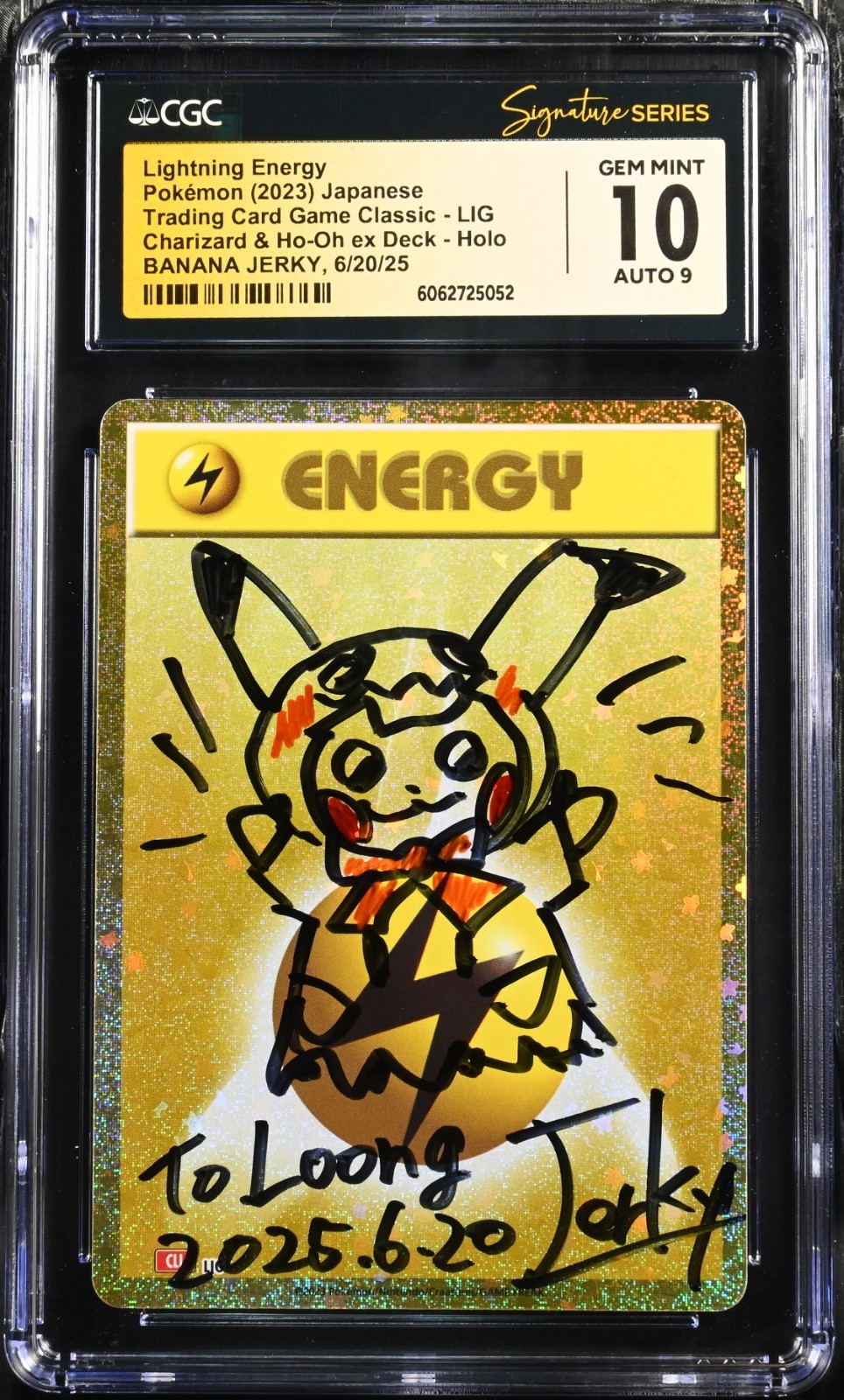 CGC 10 GEM MINT AUTO 9 Banana Jerky Signed Pikachu Mimikyu Poncho Pokémon 2023