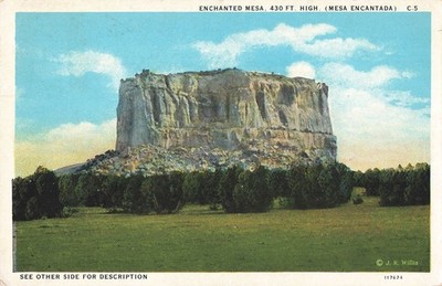 Enchanted Mesa (Mesa Encantada) New Mexico Postcard J.R. Willis Posted 1932