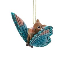 Kurt Adler 3.5-Inch Mouse on Butterfly Ornament   Resin Fantasy Multi Color