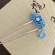 Cloisonn Imitation Jade Pearl Peony Hairpin Chinese Style Butterfly Hairpin