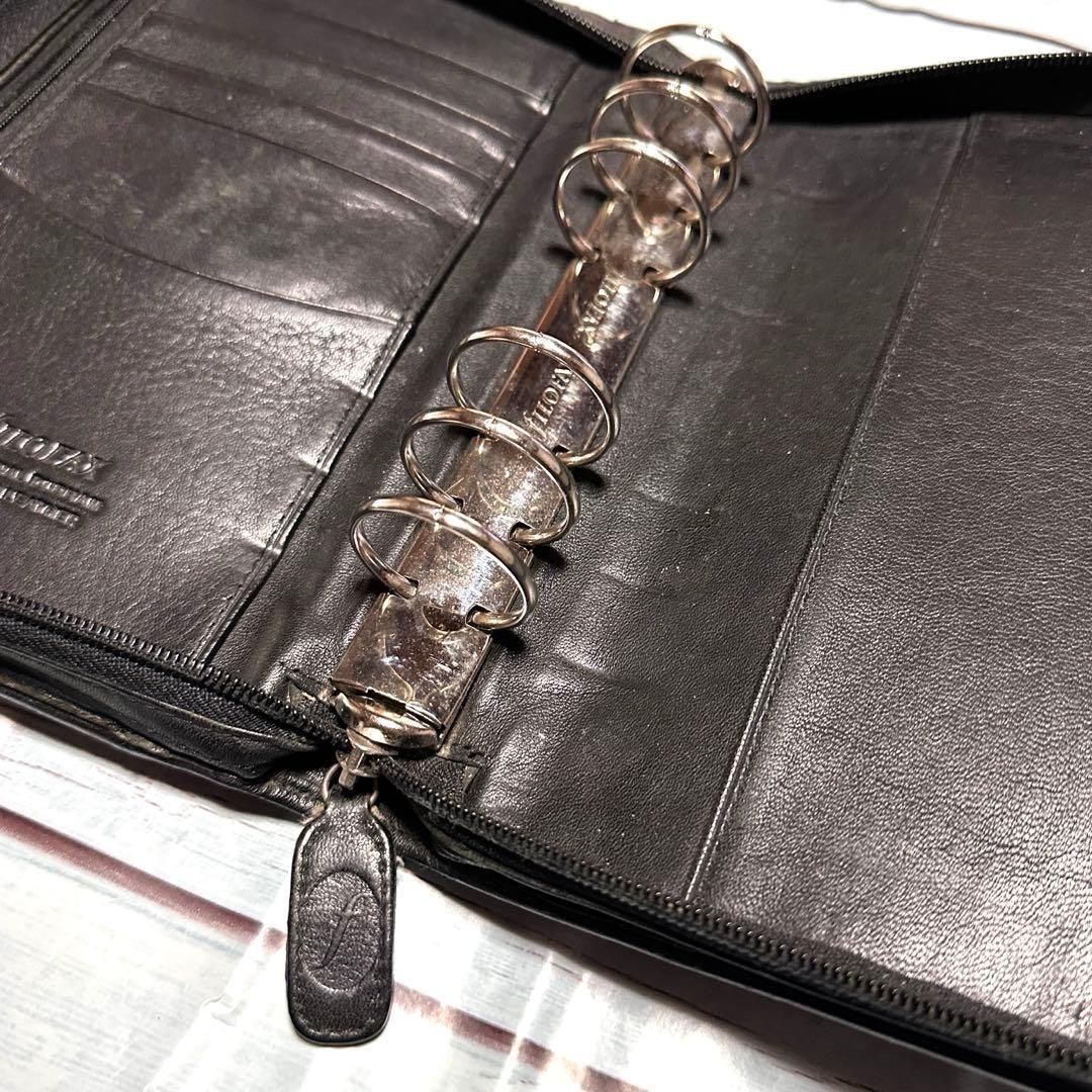 fILOFAX　A5 Durham Deluxe Leather　ラウンドジップ Filofax Durham Personal Size Black Full Zip Leather Organizer