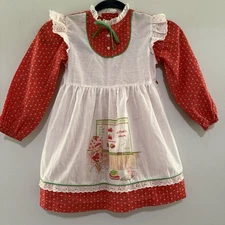 Vintage Strawberry Shortcake Pinafore Apron Pink Dress No Size Tag 1980s GUC