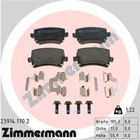 Zimmermann Bremsbelagsatz, Scheibenbremse FüR Audi Seat Skoda VW Hinten.