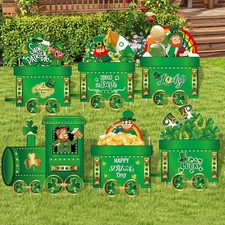 6 PCS St. Patrick's Day Yard Signs Decorations Train Kit Waterproof Outdoor Iris