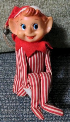 Vintage Christmas Knee Hugger Elf Red & White Striped Pixie Avion Japan