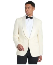 Tommy Hilfiger Mens Slim fit Tuxedo Jacket Blazer 44 L White Solid