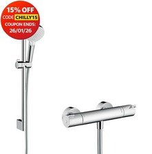 hansgrohe Crometta Ecostat Thermostatic Bar Mixer Shower Valve Bathroom Chrome