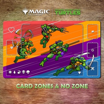 Retro MTG TMNT Playmat Stitched Edges Gaming Mat Free Bag