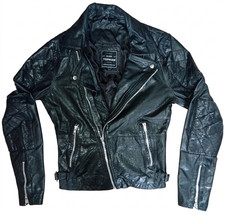Giacca Topman 100% Vera Pelle Brando Stile Biker *XS Uomo - 34-36* Adolescenti