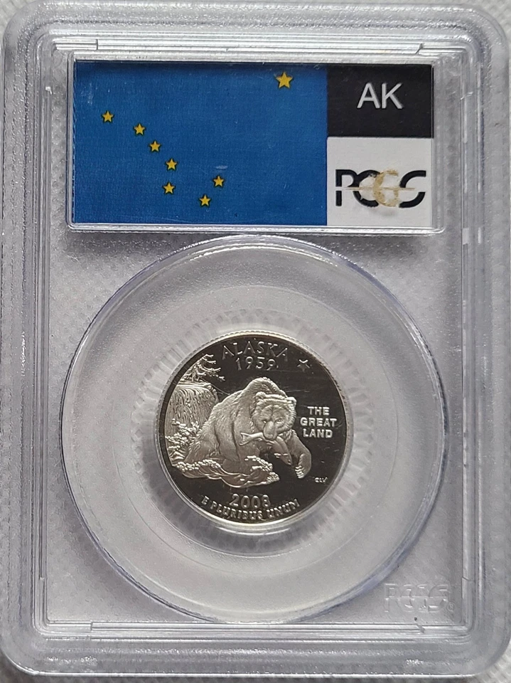2008 S PCGS PR69 DCAM Struck Through - SILVER Alaska State Quarter Coin  - Image 2 of 2