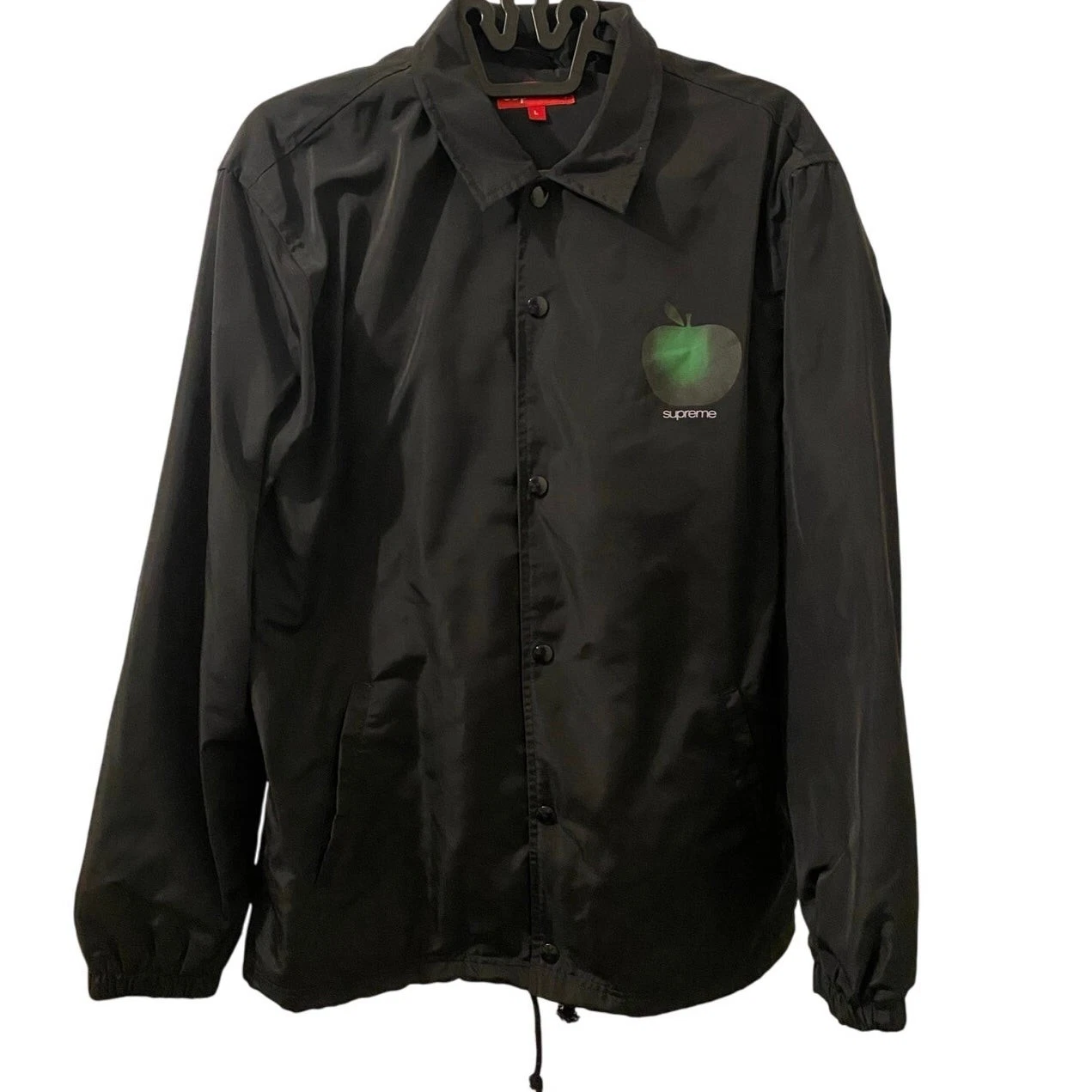 Supreme Big Apple Black Coaches Windbreaker Snap Button Coat Jacket Size Large - product detail image 1