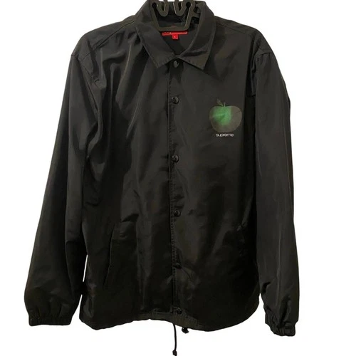 Supreme Big Apple Black Coaches Windbreaker Snap Button Coat Jacket Size Large video thumbnail